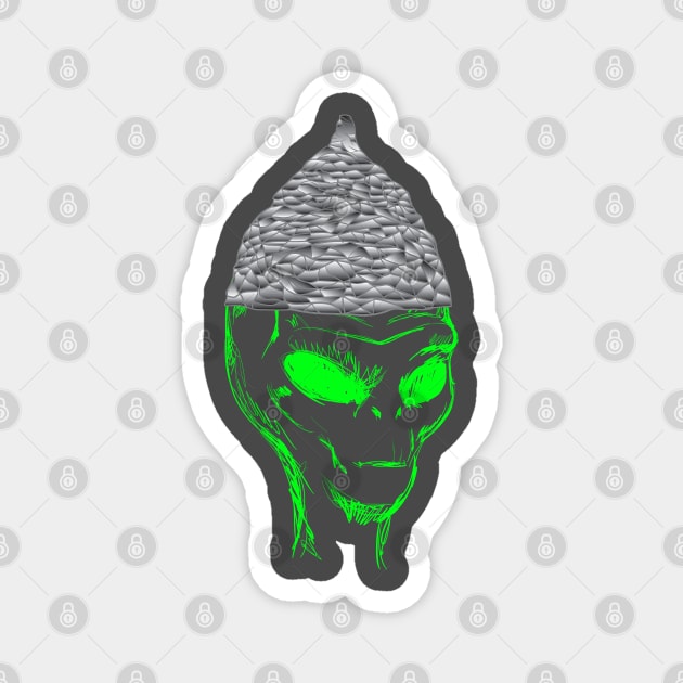 Tinfoil Hat Alien Magnet by belownormal