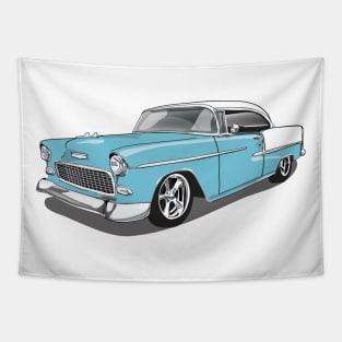 1955 Skyline Blue Chevy Bel Air Print Tapestry