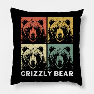 Retro Grizzly Bear - Grizzly Bear Pillow
