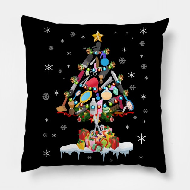 Scissor Hairstylist Christmas Tree TShirt For Men Women Pillow by schaefersialice