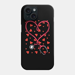 Heart Stethoscope Cute Love Scrub Top Valentines Day Nurse Phone Case