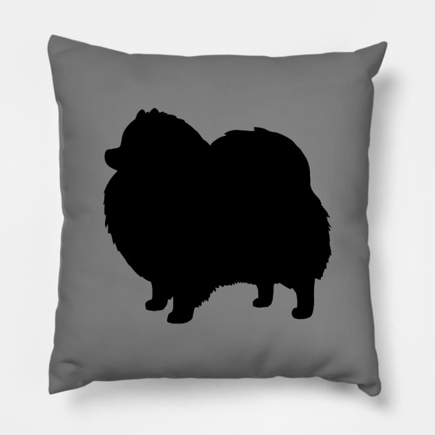 Black Pomeranian Dog Silhouette Pillow by Coffee Squirrel