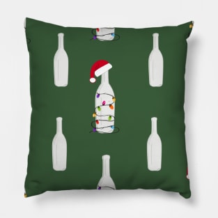 Christmas champagne bottle with Christmas light bulb Pillow