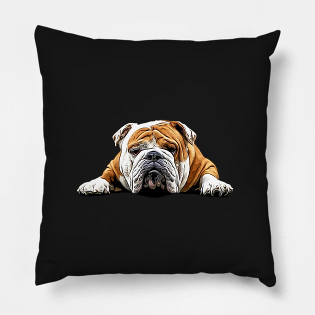 Bulldog Chill Pose - English Bulldog Pillow by ElegantCat