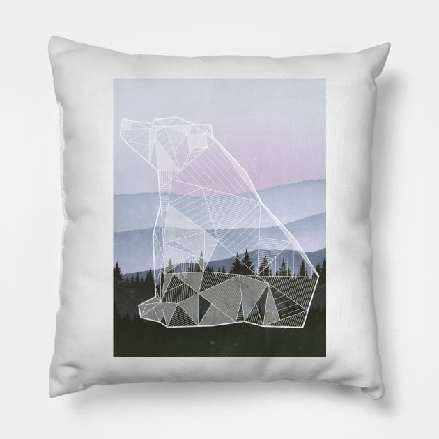 Geometric Nature - Bear (Full) Pillow by paterack