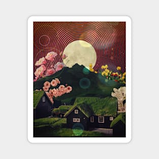 Green Moon Village Magnet