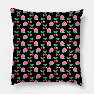 Peach Cherry Black Pattern Pillow