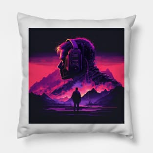 Synthwave apocalypse Pillow