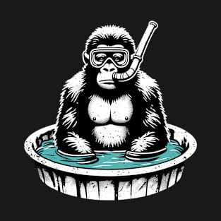 Dumb Gorilla Snorkel In Kiddie Pool T-Shirt