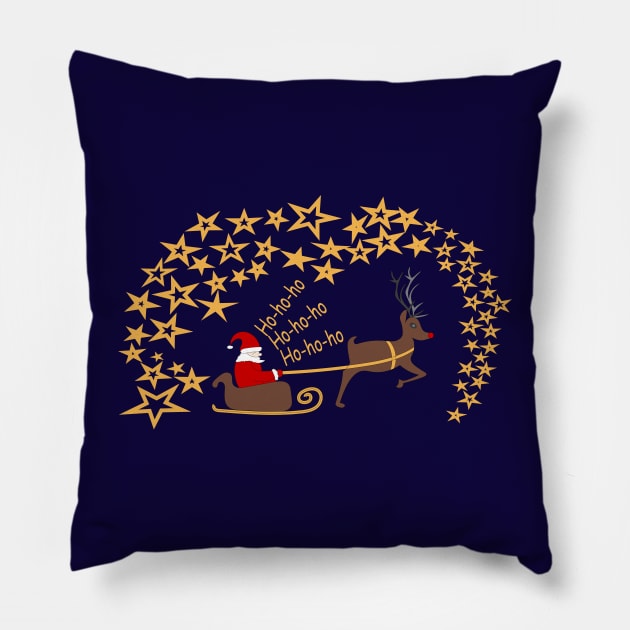 Santa Claus and Rudolph reindeer with stars Pillow by Cute-Design