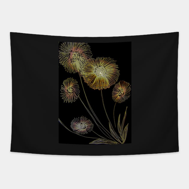 GLOWING GERBERAS ON BLACK Tapestry by jacquline8689