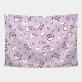 Cute Cat Caticorn or Kitten Unicorn seamless pattern Tapestry