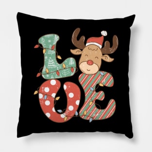 Love Reindeer Christmas Lights Pillow