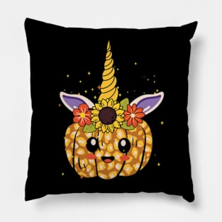 Unicorn pumpkin halloween Pillow