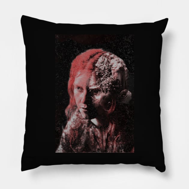 Beautiful woman with strange half of face. Beautiful and dark. Pillow by 234TeeUser234