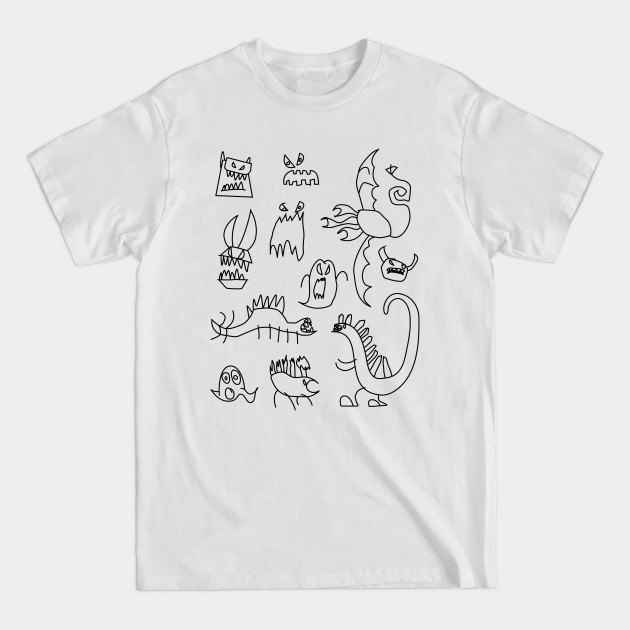 Disover Halloween Monsters & Dinosaurs Illustration Hand Drawn - Monsters Dinosaurs - T-Shirt