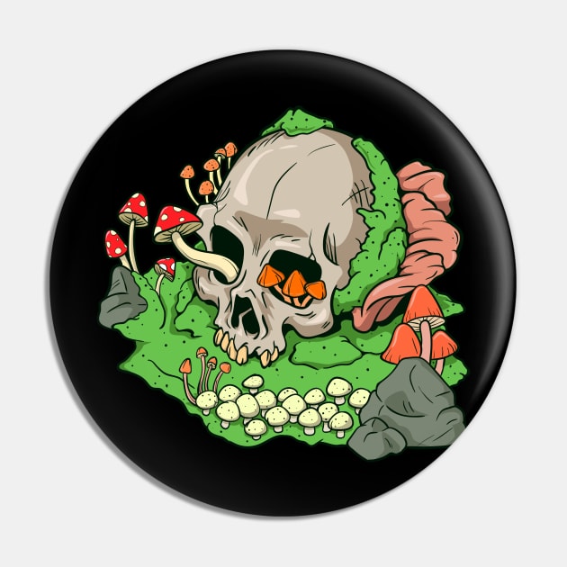 Skull mushrooms and moss - Aestethic Goblincore Pin by Modern Medieval Design