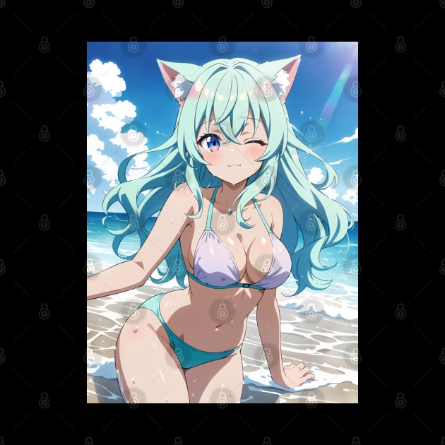 Anime Girl Beach Day by T-Shirt Paradise