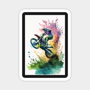 Motocross Watercolor Painting Magnet