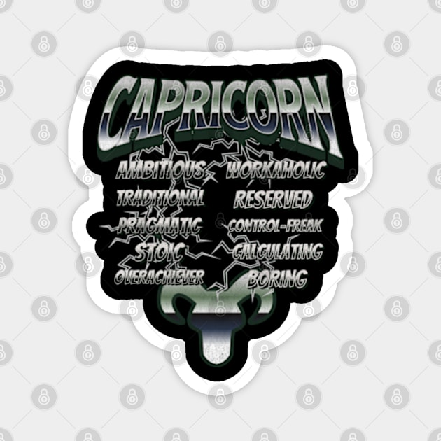 Capricorn Retro 90s Band Zodiac Birthday Traits Lightning Magnet by Lavender Celeste