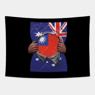 Taiwan Flag Australian Flag Ripped - Gift for Taiwanese From Taiwan Tapestry