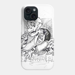 Cool skull singing with a microphone illustration Phone Case