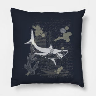 Vintage, steampunk shark Pillow