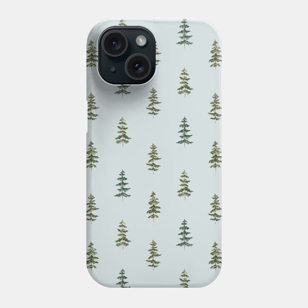 Watercolor Green Pine Trees seamless Pattern Sage Green Phone Case by the nature buff