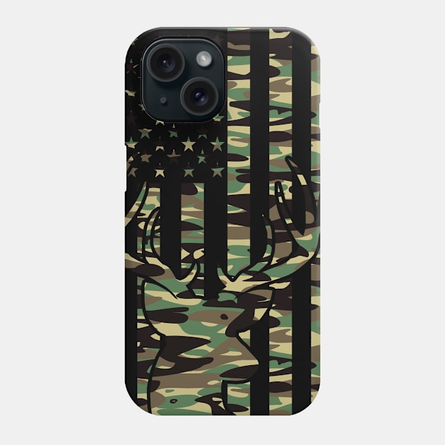 Camo USA Flag with Camouflage Deer Patriotic Hunter Phone Case by Beautiful Butterflies by Anastasia