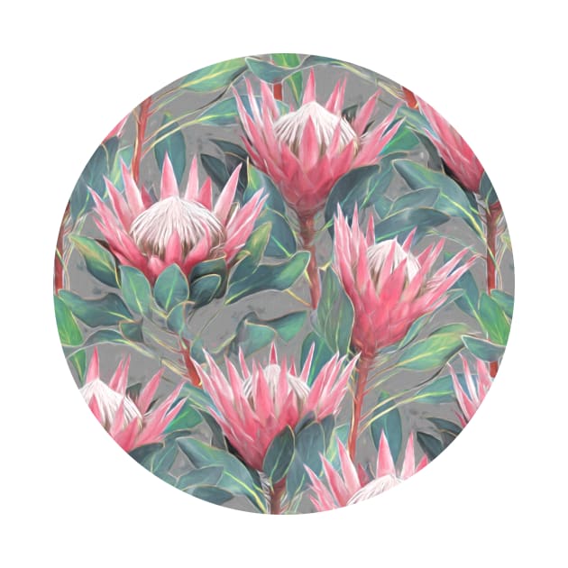 Painted King Proteas on Cream by micklyn