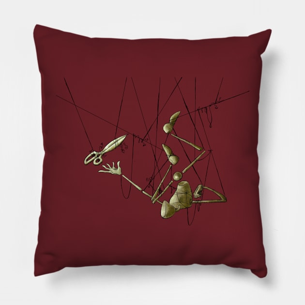 Creepy Puppet Upside Down Pillow by SuspendedDreams