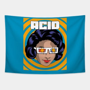 Acid Retro 3d glasses Trippy Laser Eyes Tapestry
