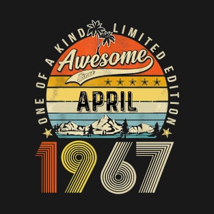 Awesome Since April 1967 Vintage 56th Birthday T-Shirt