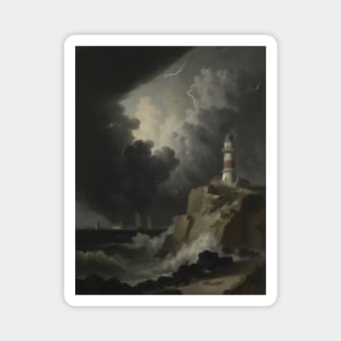 Lighthouse In A Storm Magnet