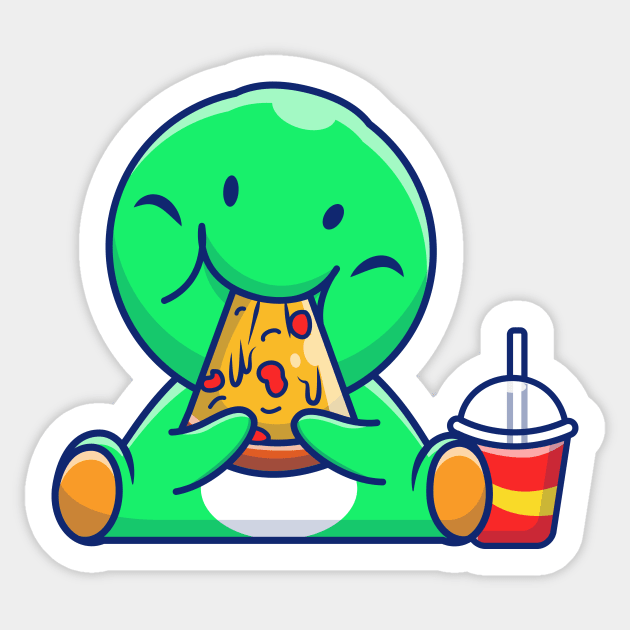 Cute Dino Enjoys Eating Pizza Graphic by jonnyleaf14 · Creative Fabrica