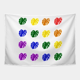 Monstera Deliciosa Leaves - Gay Pride Tapestry