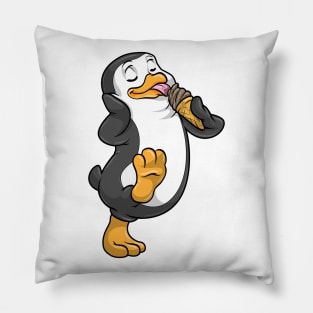 Penguin with Waffle and Chocolate Ice Cream Pillow