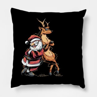 Cool Santa Reindeer Christmas Pillow