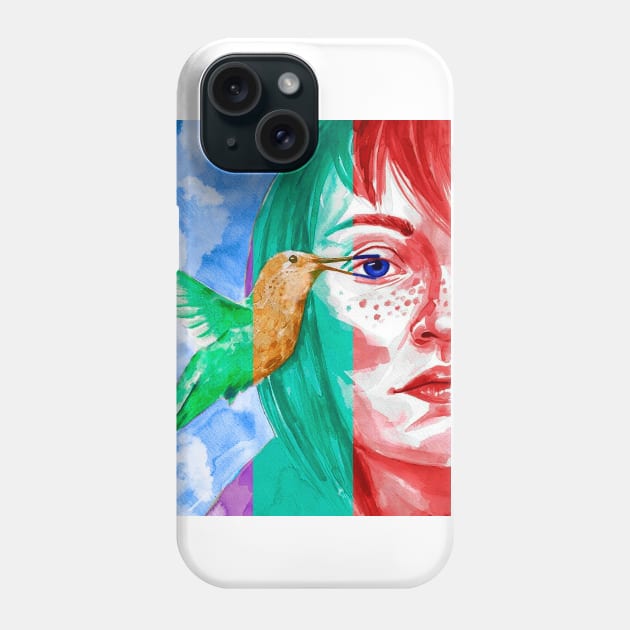 Woman with a bird Phone Case by Dashika