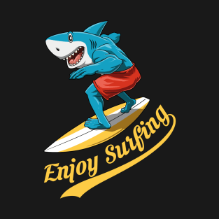 Funny Shark Enjoi Surfing Summer Surfer Surfboard T-Shirt