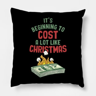 Its Beginning To Cost A Lot Like Christmas Money on Fire Pillow