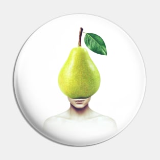 Pear head portrait Pin