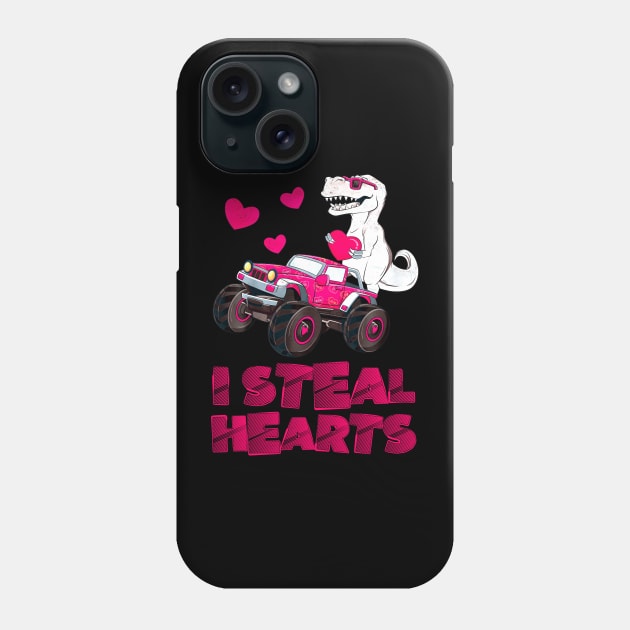 Kids I Steal Hearts Dinosaur Valentines Day For Baby Boys Toddler Phone Case by ReneeShitd