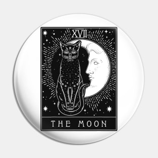 Tarot Card Crescent Moon And Cat Graphic Pin