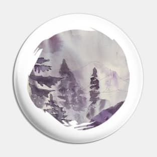 Watercolor forest in purple and grey Pin