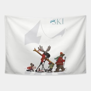 SKI MOOSE AND FRIENDS Tapestry