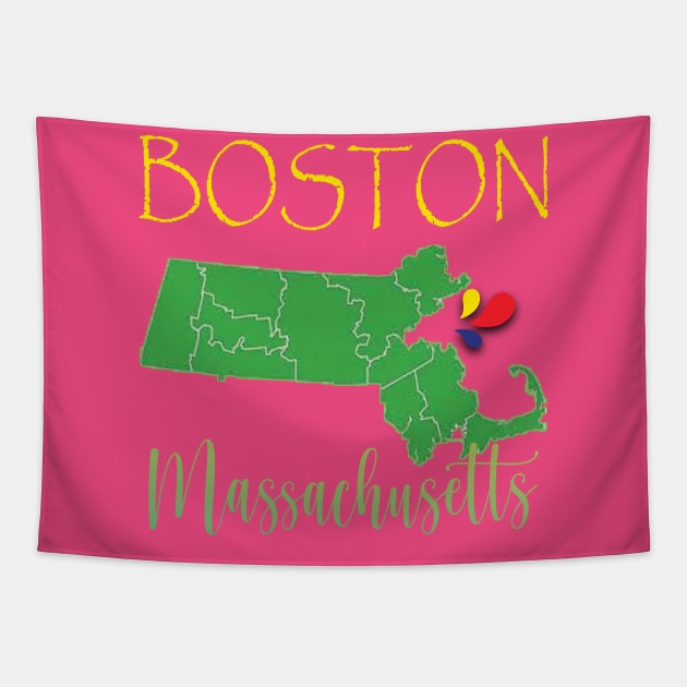 Boston Massachusetts Tapestry by TeeText