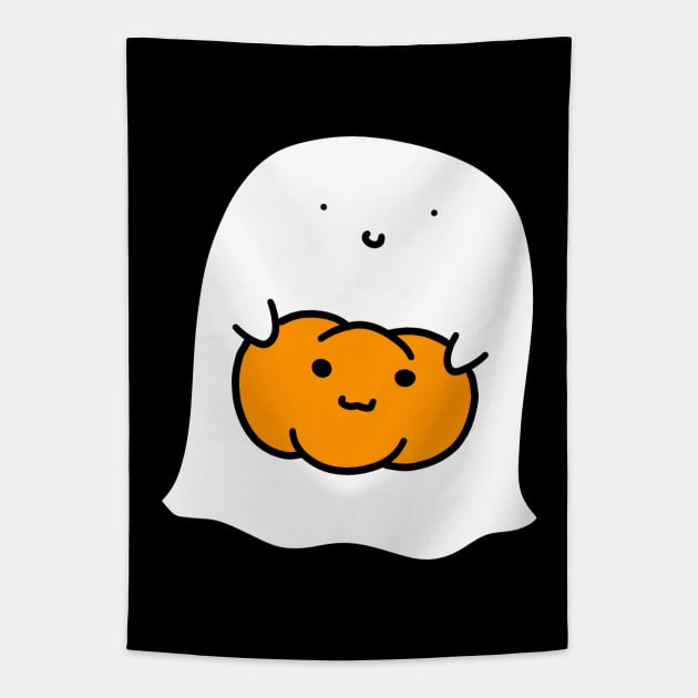 Ghost Holding a Pumpkin Tapestry by saradaboru