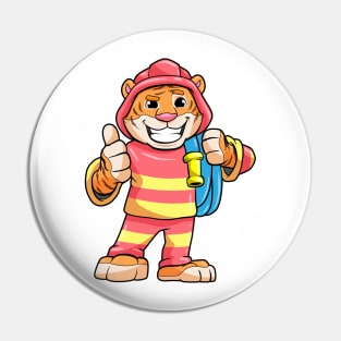 Tiger as a firefighter with a hose Pin