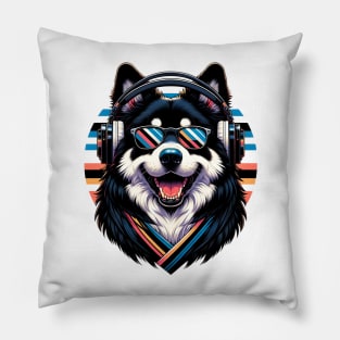 Croatian Sheepdog Smiling DJ with Headphones and Sunglasses Pillow